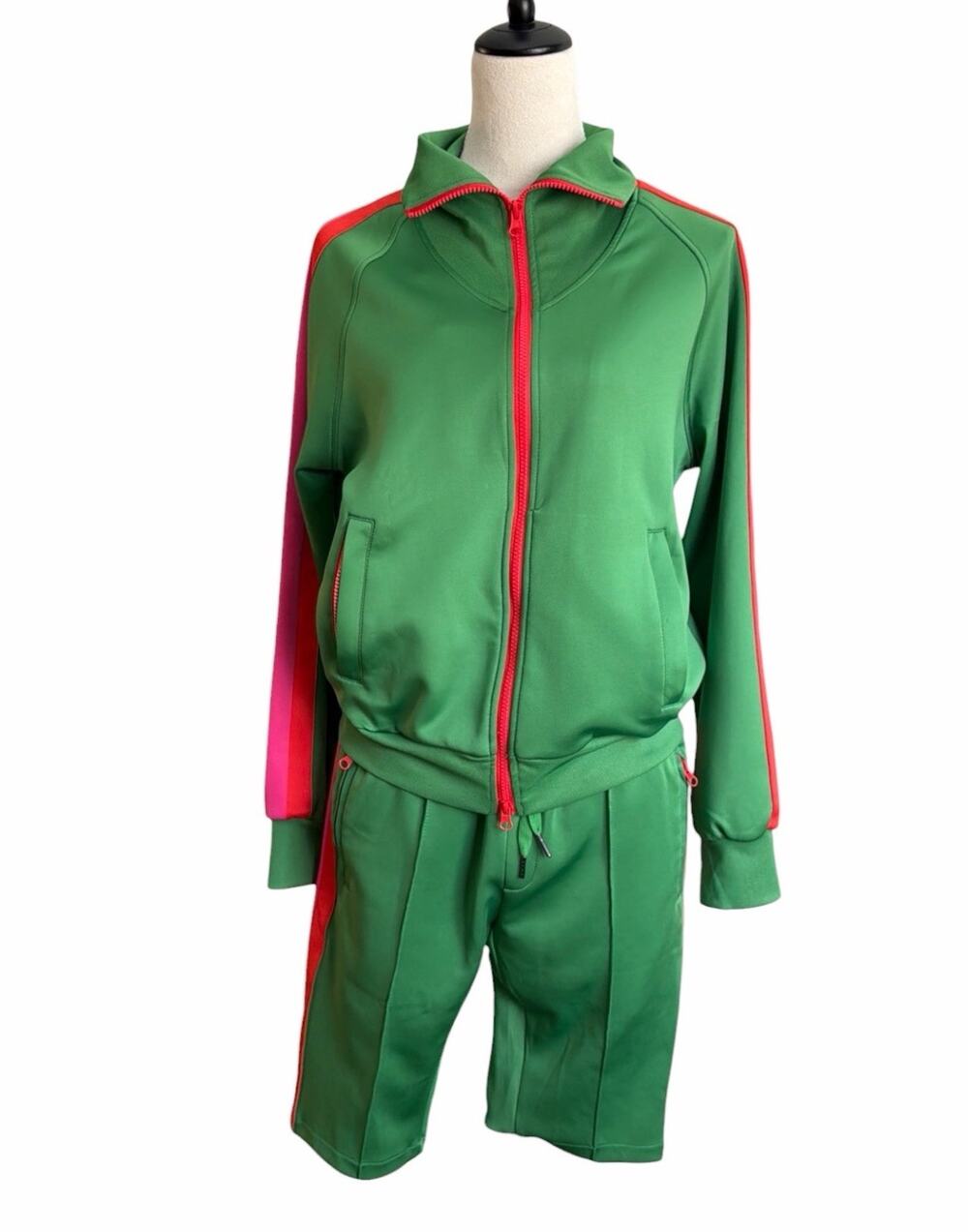 The Set "Pretty Girl" 2-Piece Short Tracksuit Set - Pink & Green